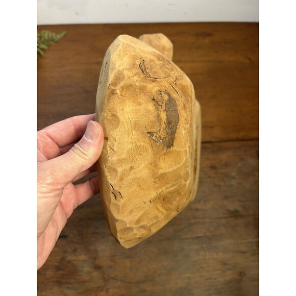 Vintage Hand Carved Wood Apple Shaped Bowl Trinket Dish Primitive Folk Art - Picture 7 of 11